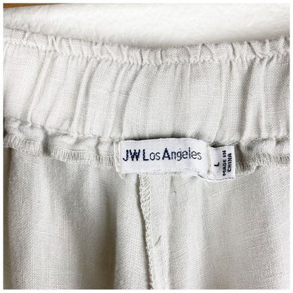 Johnny Was Los Angeles Beige Embroidered Linen Pants Size Large