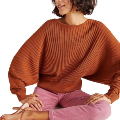 Anthropologie Orange Ribbed Sweater - Medium