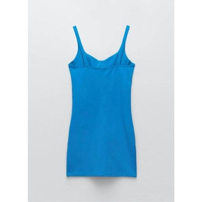 Zara Blue Corset Stitch Mini Dress Size Small