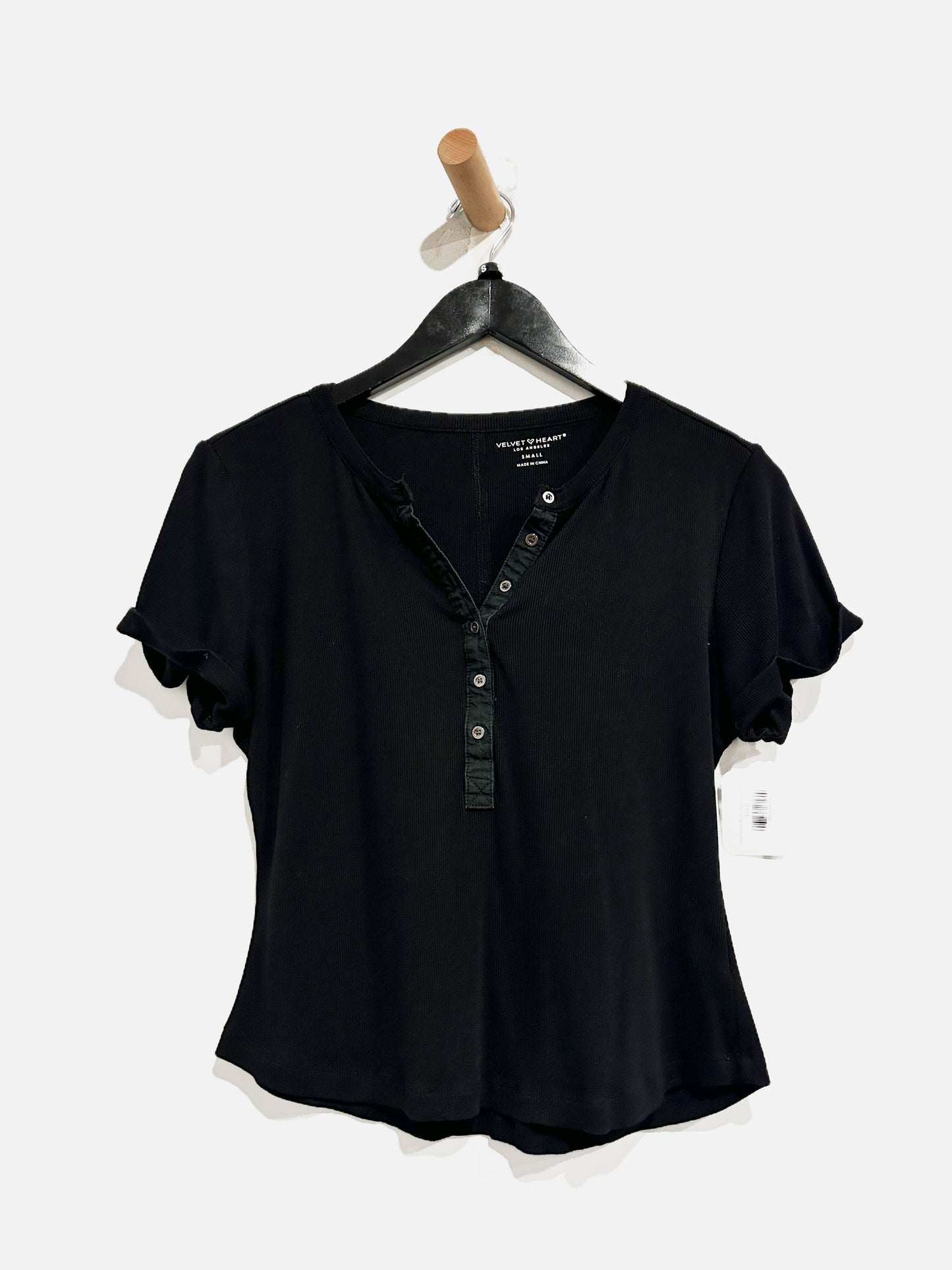 Velvet Heart Black Ribbed SS Top - Small