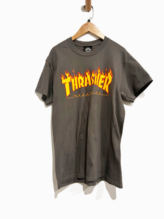 Thrasher Gray Flame T-Shirt - Small