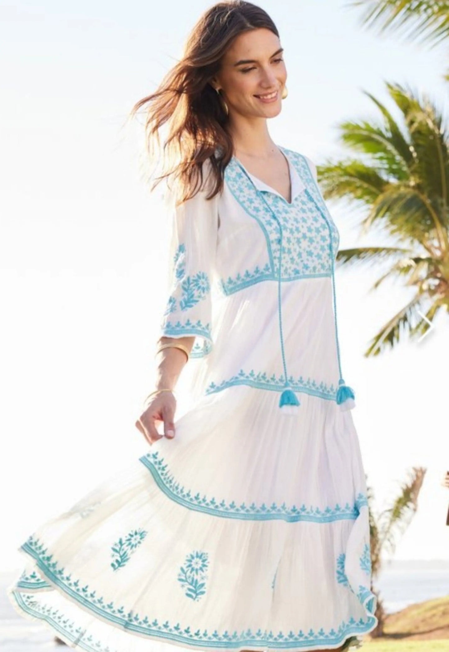 Soft Surroundings Juniper Embroidered Dress - Large