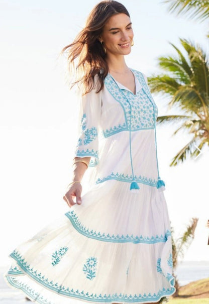 Soft Surroundings Juniper Embroidered Dress - Large