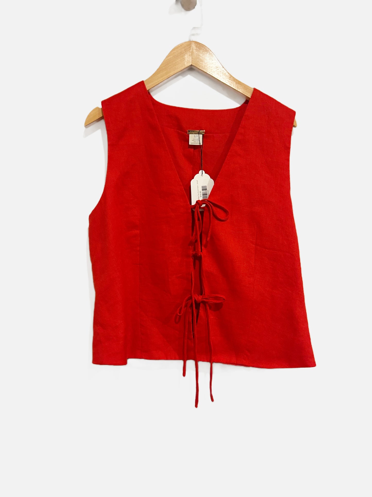 Magaschoni Red Tie Front Vest - Small