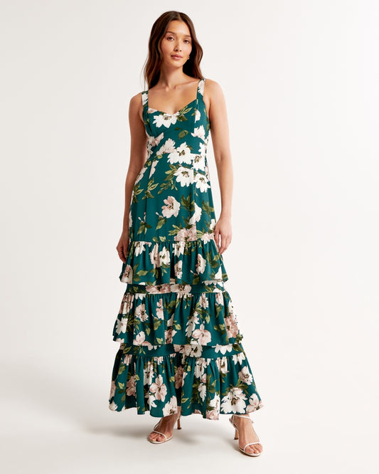 Abercrombie & Fitch NWT Green Floral Maxi Dress - Medium