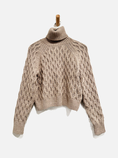 H&M Brown Crop Turtleneck Sweater - Small