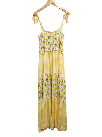 Bebop Yellow Gingham Lemon Midi Dress - Medium