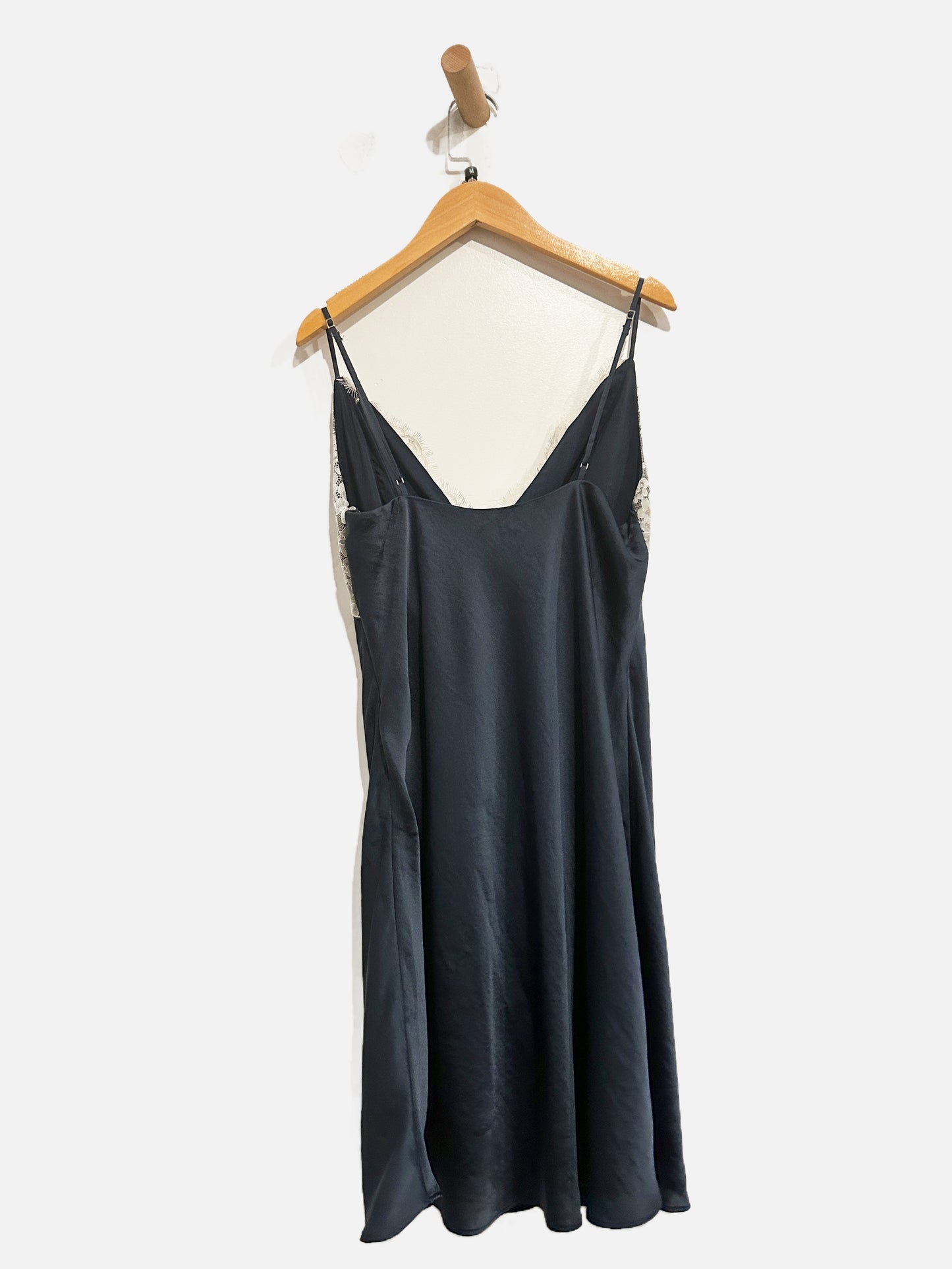 Abercrombie & Fitch Navy Silk Lace Trim Slip Dress - Medium