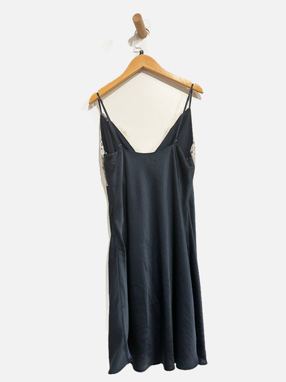Abercrombie & Fitch Navy Silk Lace Trim Slip Dress - Medium