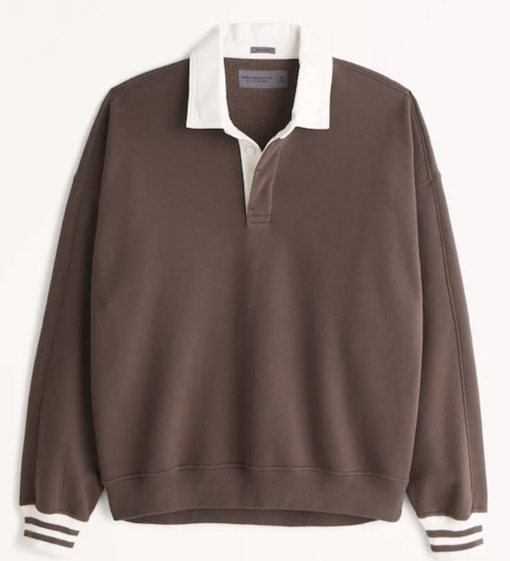 Abercrombie & Fitch Oversized Rugby Polo Sweatshirt in Brown - XXL