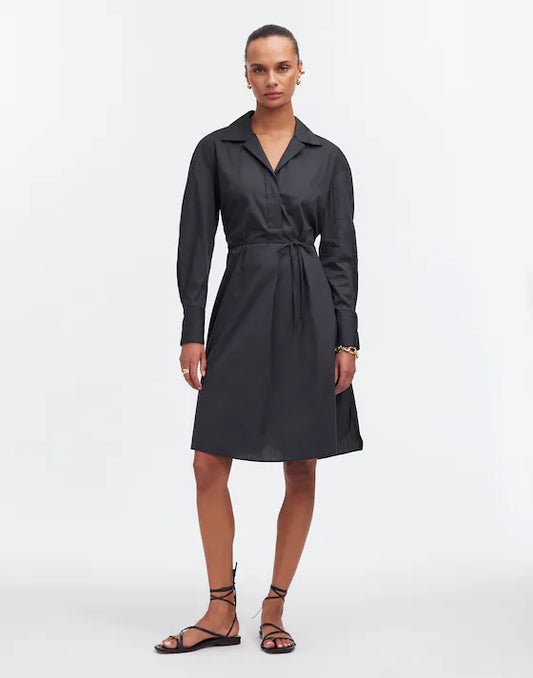 Madewell NWT Black LS Cotton Mini Dress - XS