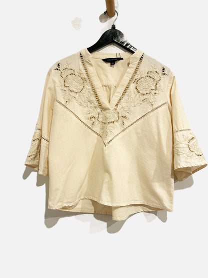 Calligraphie Cream Blouse - Small