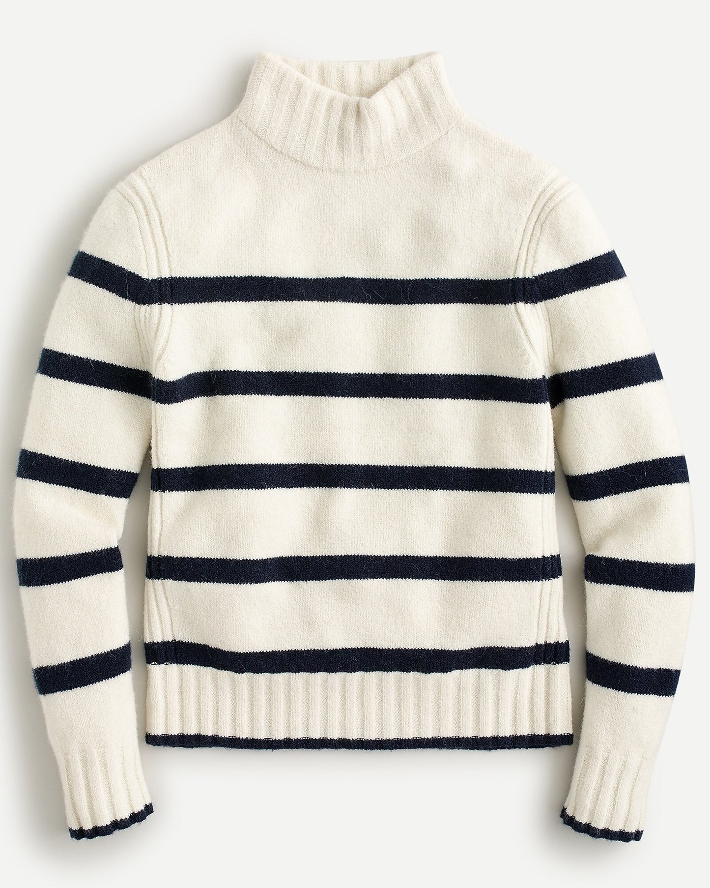 J.Crew White and Navy Stripe Mock Neck Sweater - XS