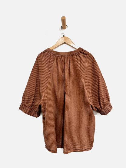 Everlane Brown and Black Stripe SS Top - Medium