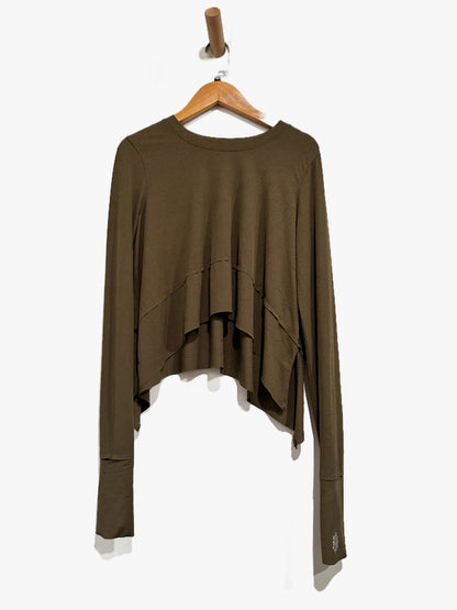 Free People Movement Tempo Long Sleeve Tee in Olive Green - XS