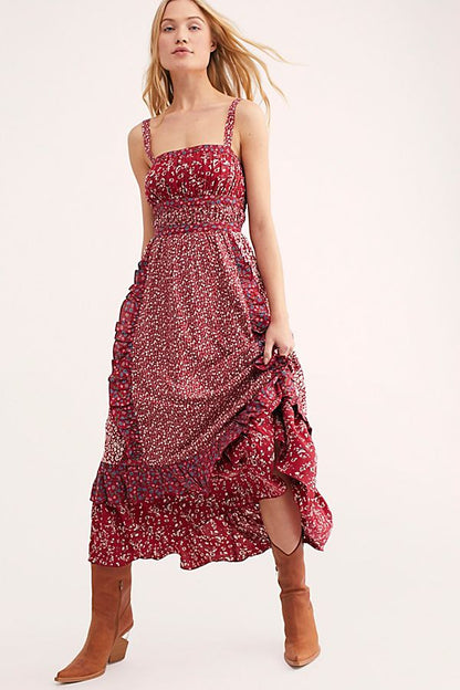Free People Yesica Red Floral Maxi Dress - 8