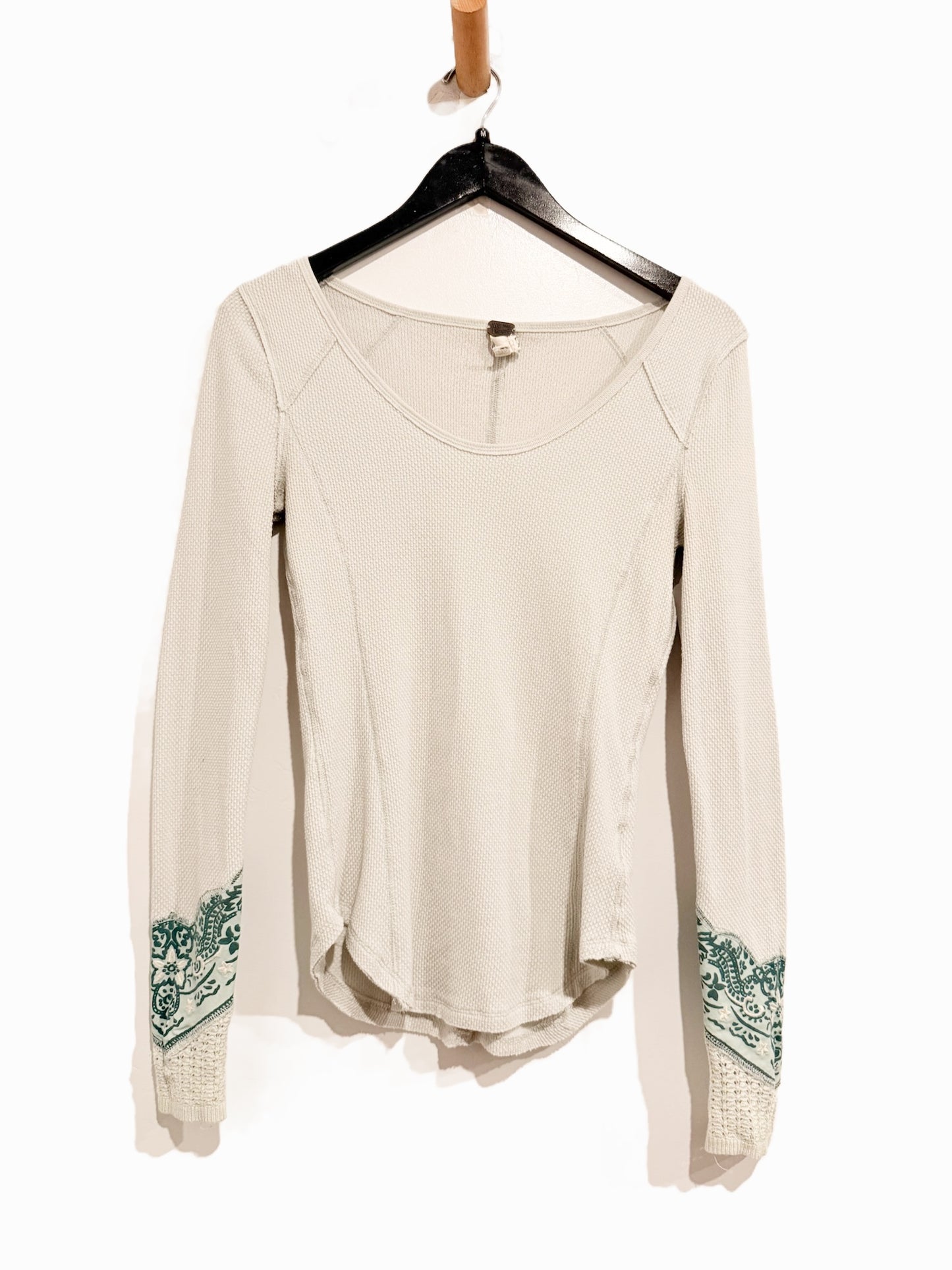 Free People Bandana Cuff Thermal Top in Mint - Medium