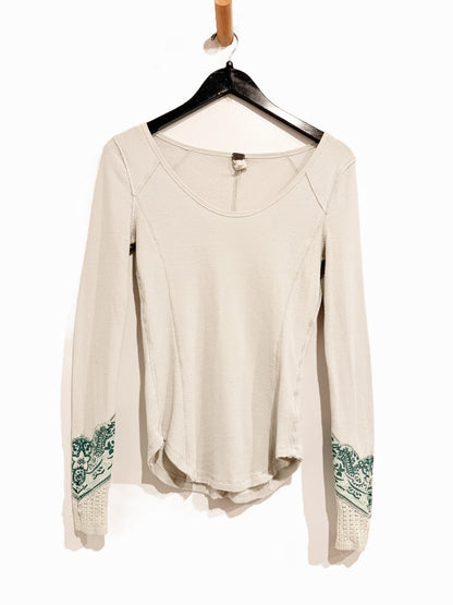 Free People Bandana Cuff Thermal Top in Mint - Medium