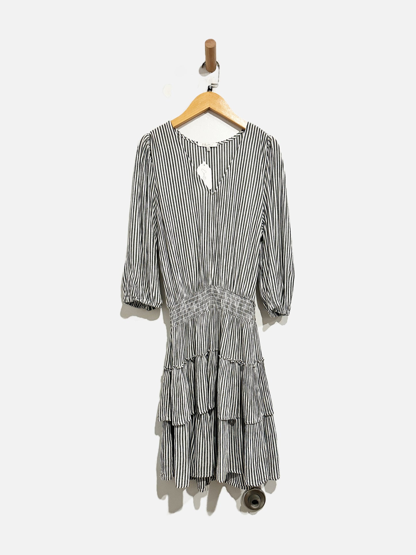 Z Supply Gray and White Stripe Mini Dress - XS