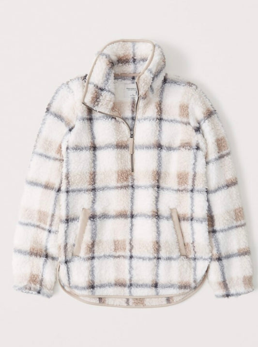 Abercrombie & Fitch Plaid Sherpa Quarter Zip - XL