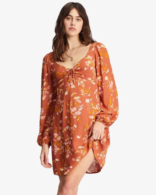 Billabong Crush On You Dress in Sweet Chocolate - Small