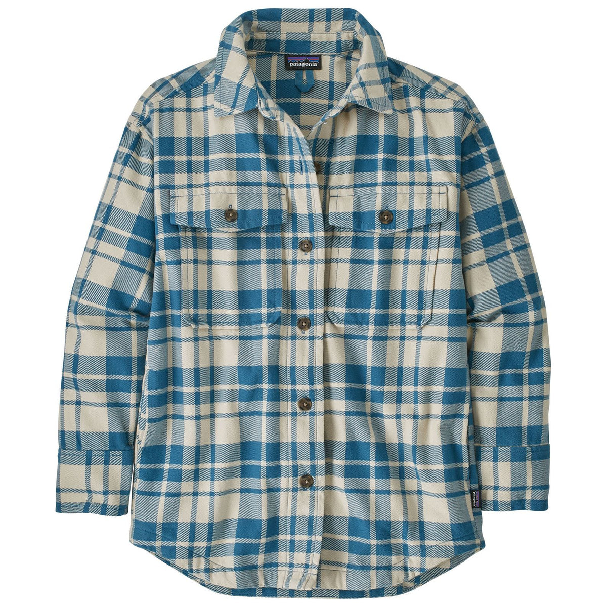 Patagonia Heavyweight Fjord Flannel Overshirt in Ice Caps: Wavy Blue - Medium