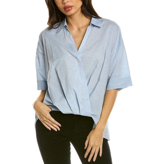 Theory Blue Twist Front Blouse - Large