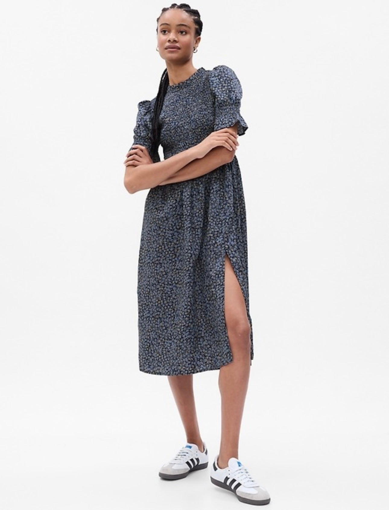 Gap Blue Floral Smocked Dress - Medium