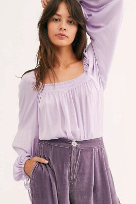 Free People Intimately Another Round Purple LS Bodysuit - Medium