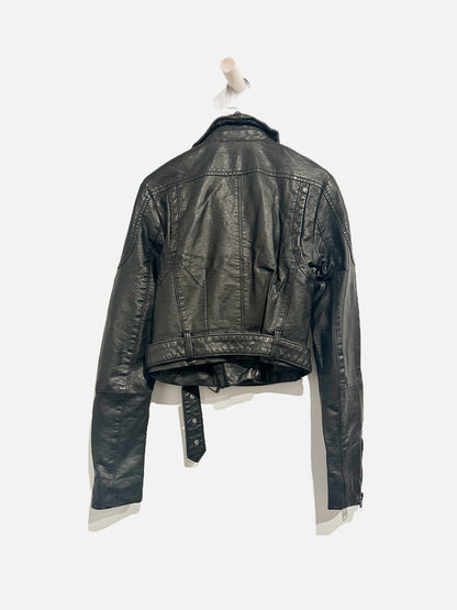 Free People Black Faux Leather Jacket - XS