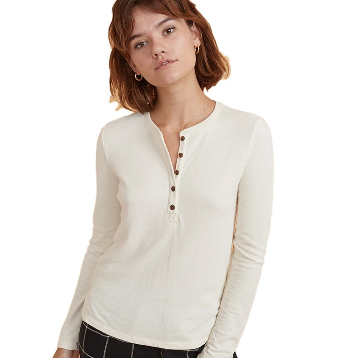 Marine Layer White Henley - Medium