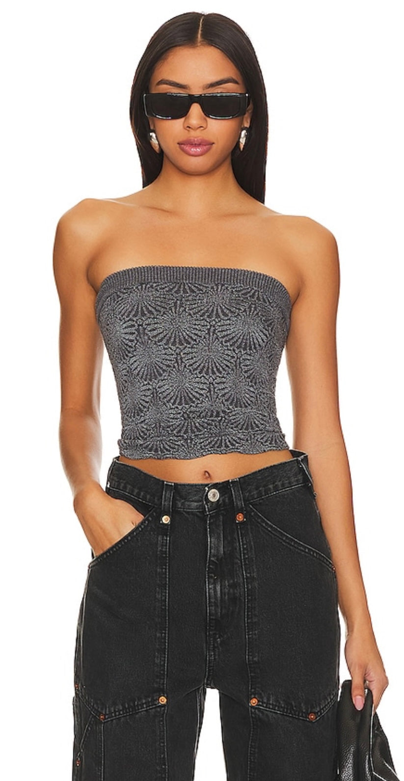 Free People Gray Love Letter Tube Top - M/L