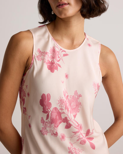 Quince Washable Stretch Silk Tank Midi Dress in Bouquet Symphony - Small
