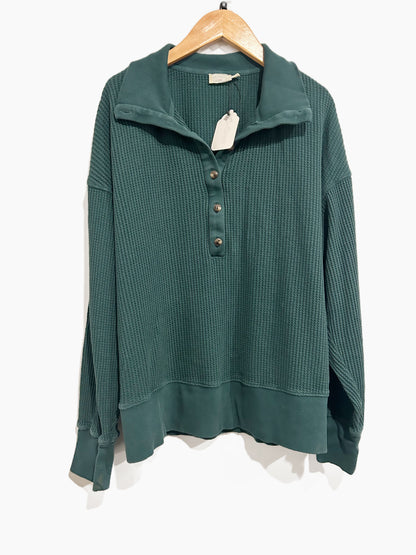 Faherty Apres Waffle Henley in Seamoss - Medium