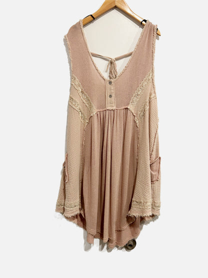 Pol Pink Lace Trim Swing Dress - Large