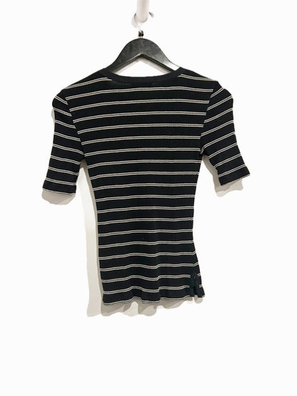 Madewell Ribbed Lace-Up Short-Sleeve Tee in Jet Black - XXS