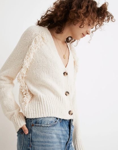 Madewell Cream Fringe Cardigan - Medium