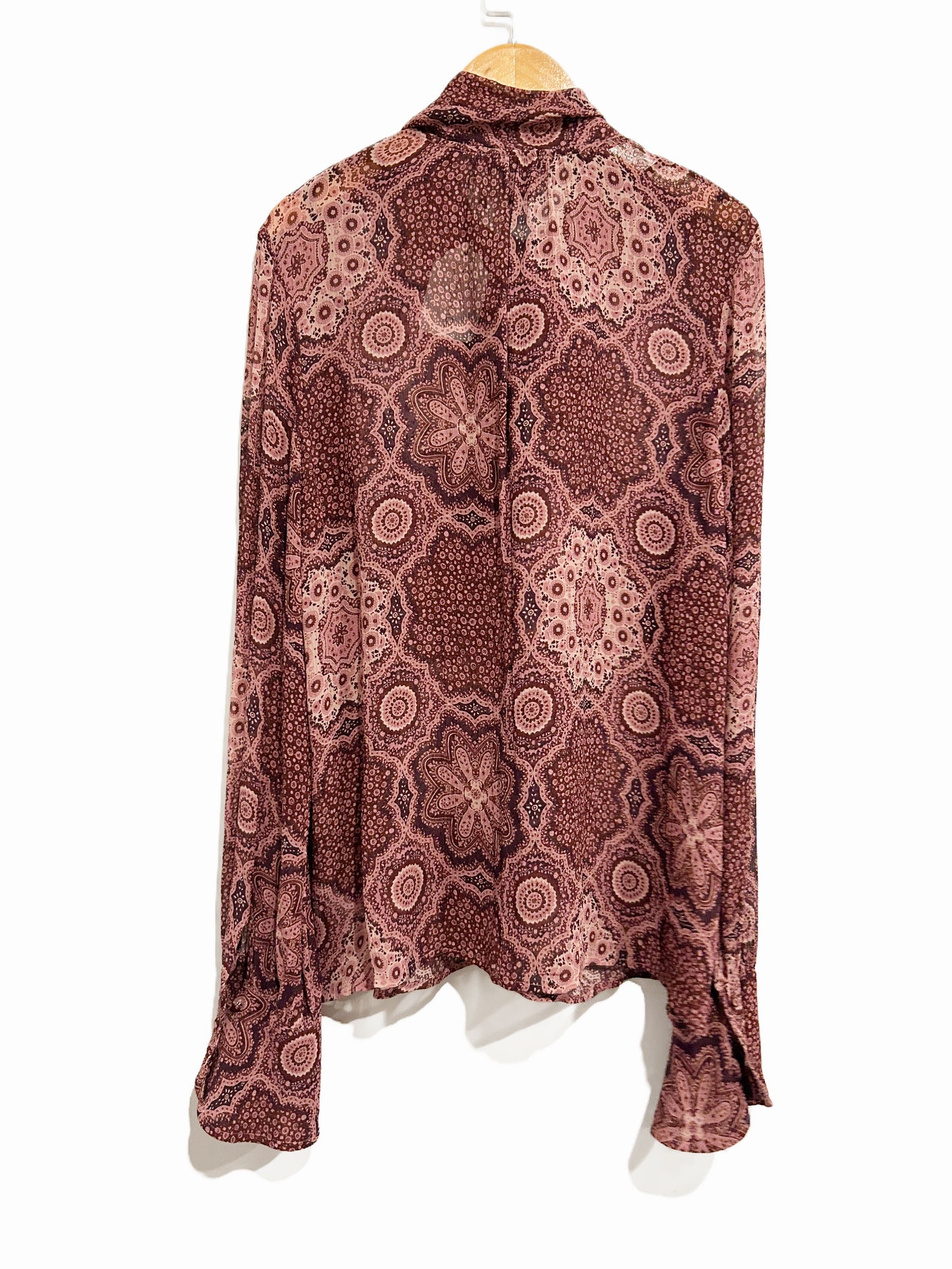 Paige Maline Tie Neck Silk Blouse in Mesa Rose Medallion - Medium