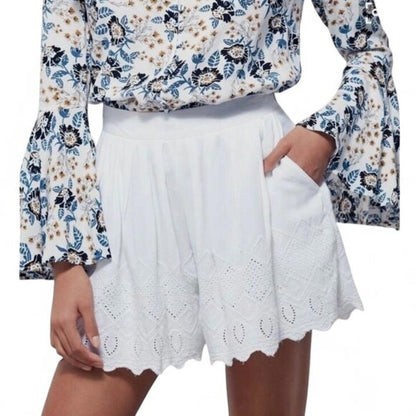 Free People White Eyelet Shorts - 0