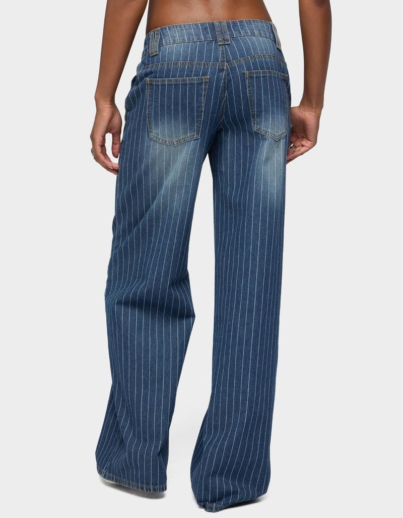Edikted Cory Striped Low Rise Baggy Jeans - Small