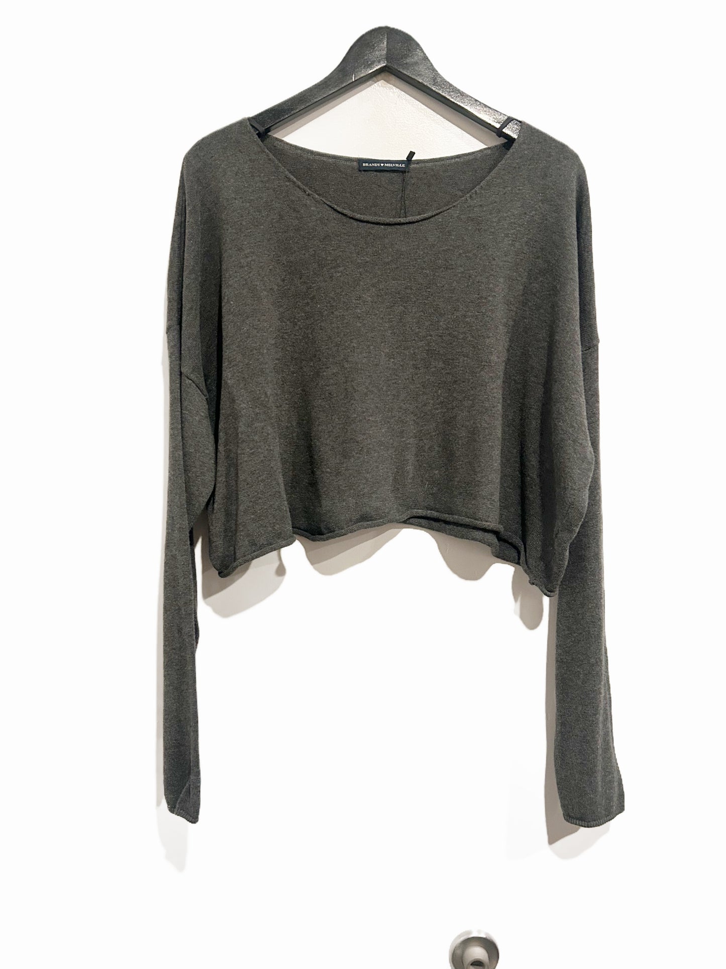Brandy Melville Dark Gray Cropped Sweater - OS