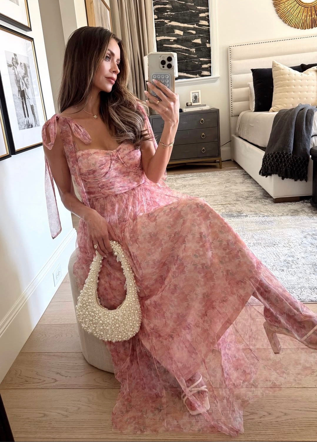 Vici Viah Pink Floral Midi Dress - Small