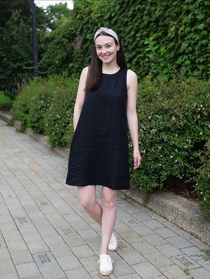 J. Crew Black Button-Back Linen Dress - XS