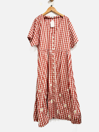 Madewell Red Gingham Daisy Dress - Large