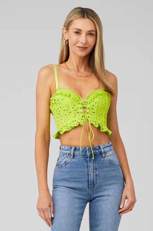 For Love & Lemons Lime Green Eyelet Bustier - XL