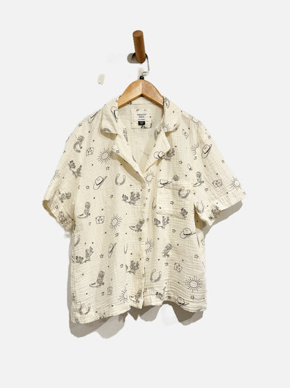American Eagle White Western PJ Set-Small