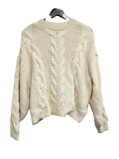 Wrangler White Wool Blend Cable Knit Sweater - Medium