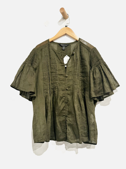 Banana Republic Green Pleated Blouse - XS