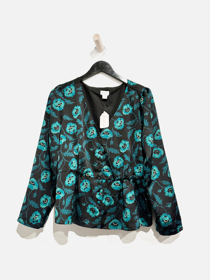J.Crew Black Floral Blouse - 12