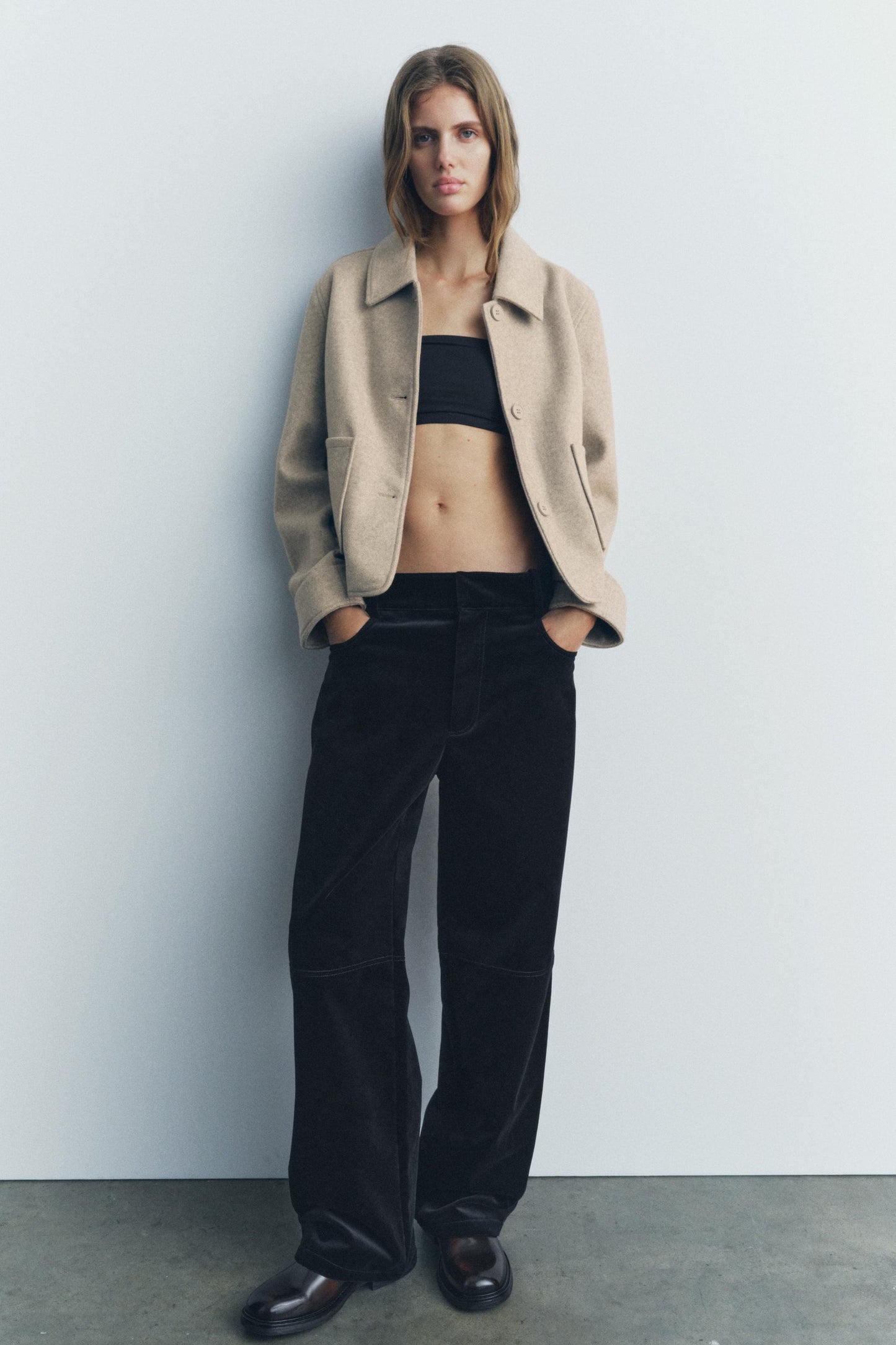 Zara Tan Cropped Jacket - Small